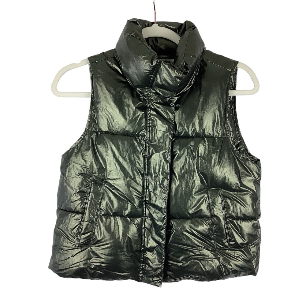 Noize Girls Large Aurora Metallic Puffer Cropped Vest